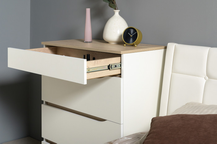 Муссон Спальня № 05, белый/дуб эндгрейн элегантный/искусственная кожа белая