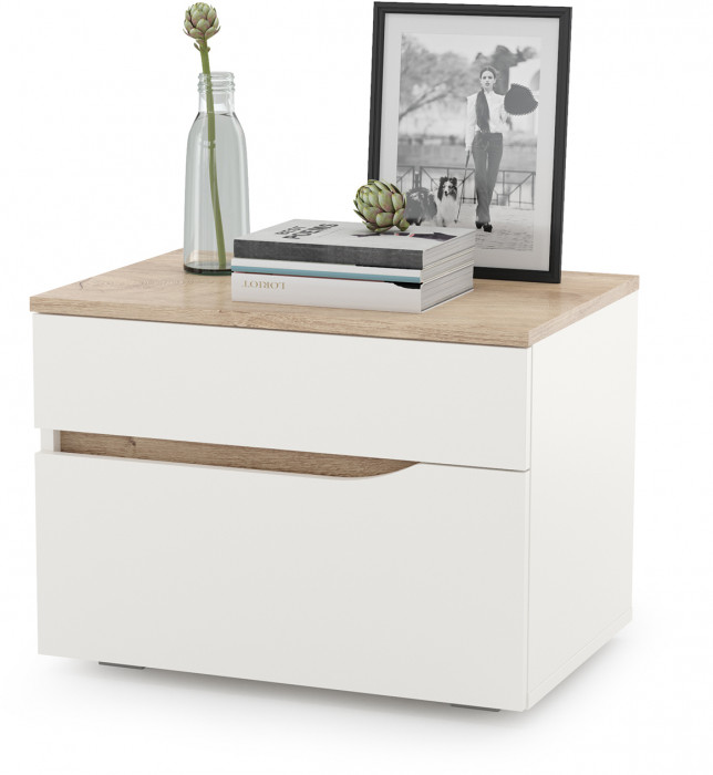 Муссон Спальня № 05, белый/дуб эндгрейн элегантный/искусственная кожа белая