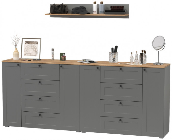 Остин Прихожая 70, цвет серый графит/дуб крафт золотой, ШхГхВ 240х41,9х160 см.