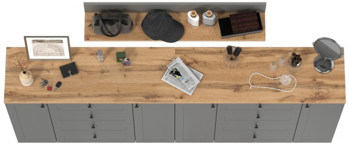 Остин Прихожая 70, цвет серый графит/дуб крафт золотой, ШхГхВ 240х41,9х160 см.