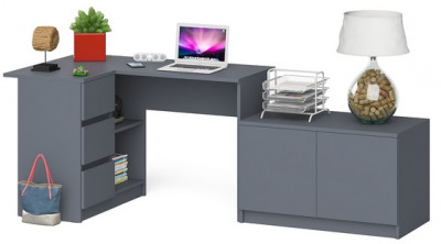 Мори компьютерный стол МС-16 левый + Тумба МА900.1, графит