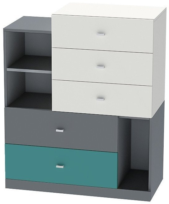 Модульная детская Клео набор 4 (Графит/Миндаль/Океан)