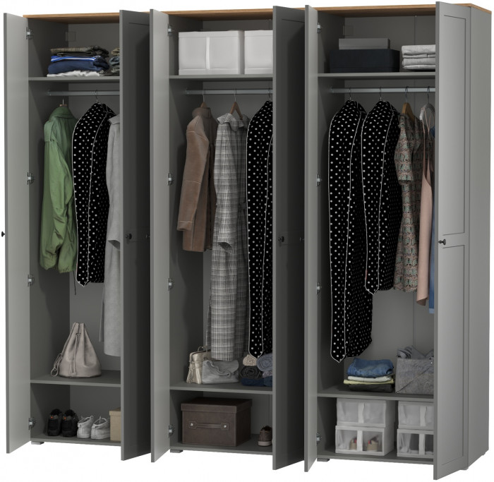 Остин 13.224 Шкаф 3 шт., цвет серый графит/дуб крафт золотой, ШхГхВ 240х54,3х229,6 см.