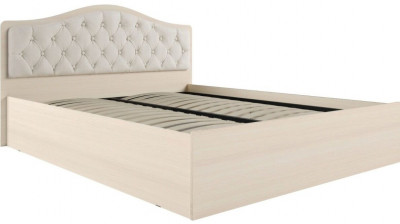 Кровать Дели дуб молочный + велюр карамель, ортопед 160