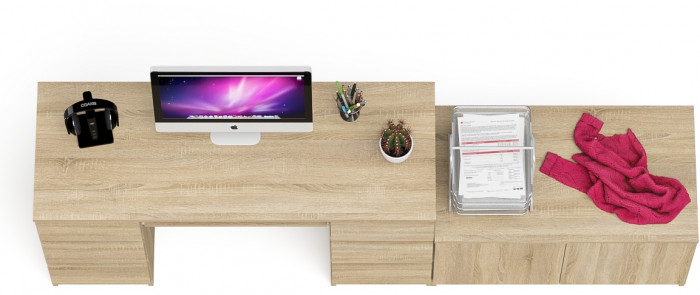 Мори компьютерный стол МС-2 + Тумба МА900.1, дуб сонома