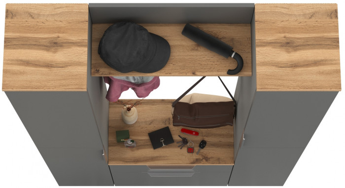 Октава Прихожая 20, серый графит/дуб крафт золотой/фасады МДФ серый графит