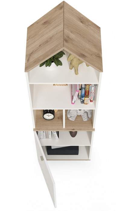 Эйп 13.14 Шкаф комбинированный, цвет белый/дуб белый, ШхГхВ 53х41,5х183,8 см., универсальная сборка