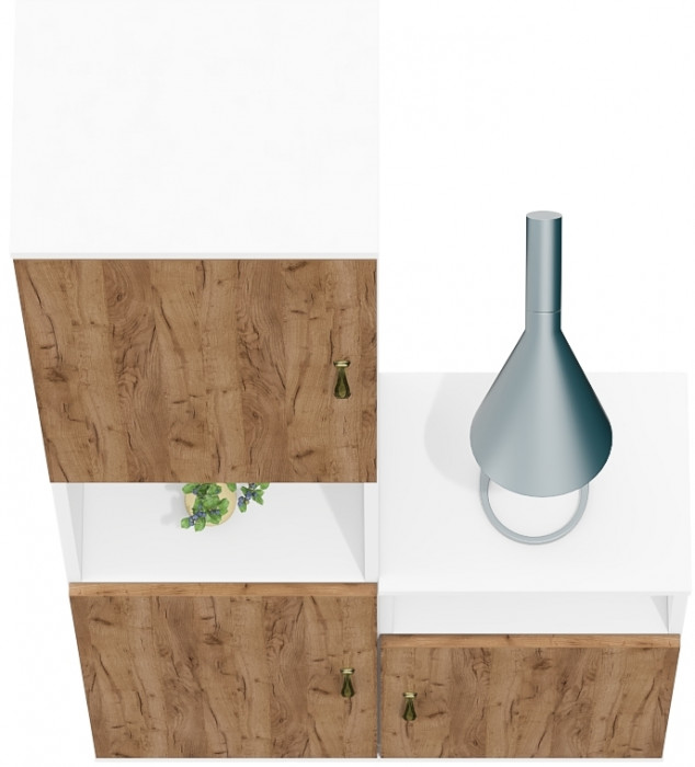 Лидер-8 Пенал + Тумба МД 3.19, белый шагрень/крафт золото