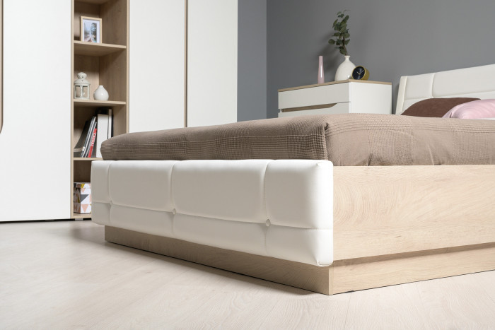 Муссон Спальня № 08, белый/дуб эндгрейн элегантный/искусственная кожа белая