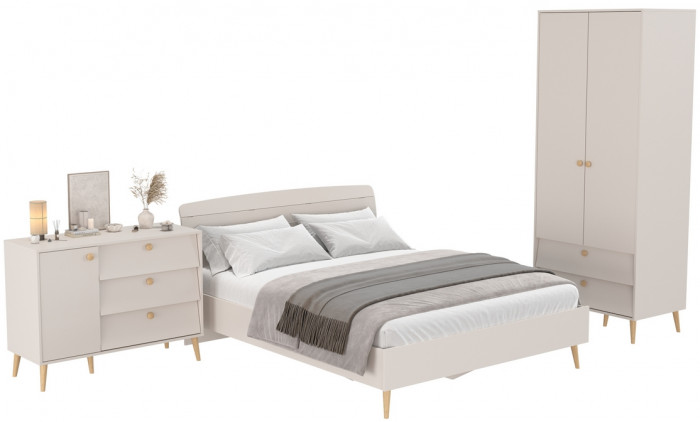 Афина Спальня 04-1600, цвет кашемир серый, сп.м. 1600х2000 мм., б/м, основание есть - фанера