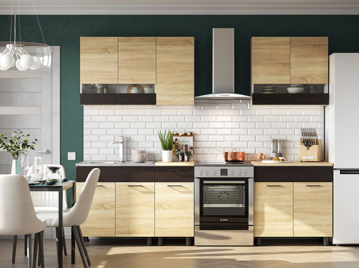 Готовая кухня КГ 2,2м, Белый, Дуб сонома, Дуб венге