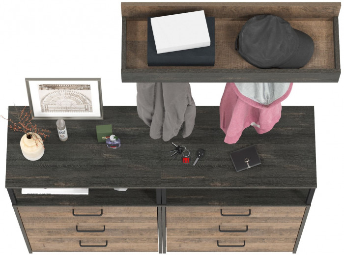 Трувор Прихожая 153, цвет дуб гранж песочный/интра, ШхГхВ 132х37х195 см.