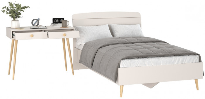 Афина Спальня Кровать 1200 + Стол, кашемир серый