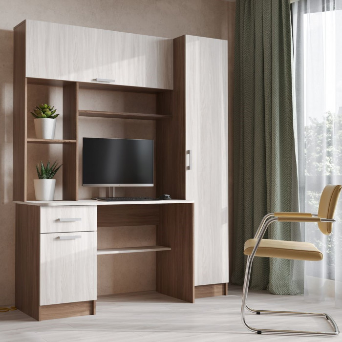 СТОЛ КОМПЬЮТЕРНЫЙ №7 (1,6х2,0х0,6) шимо темный/шимо светлый