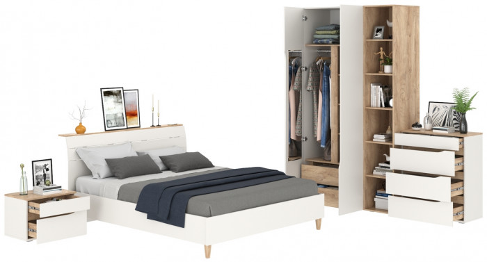 Муссон Спальня № 14, белый/дуб эндгрейн элегантный