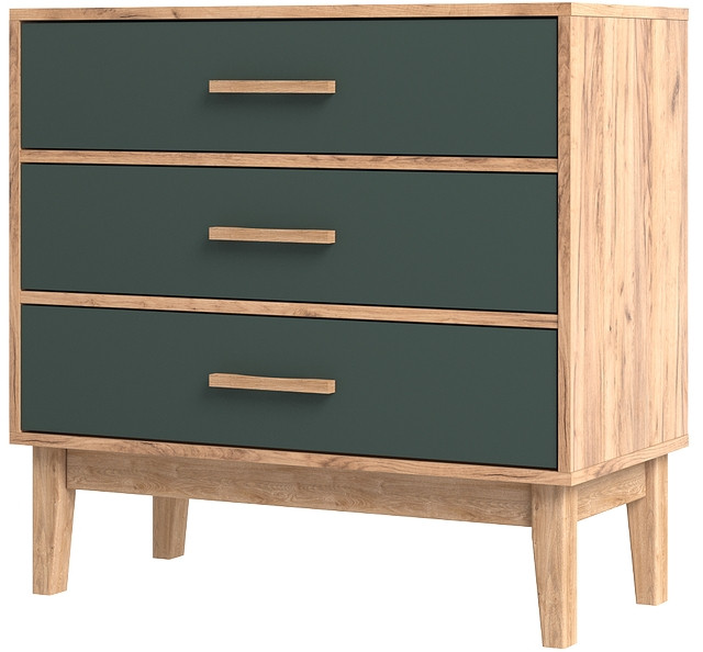 Комод 3 ящика "Кельн" (800), Крафт золотой/Изумрудный