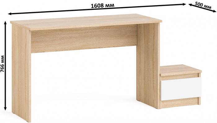 Мори письменный стол МСП1200.1 + Тумба ТМП400.1, дуб сонома/белый