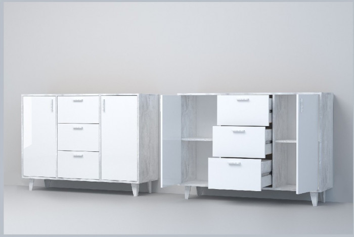 Эго Комод К-2 НГ (Глянец Белый/Дуб Крафт Золотой)