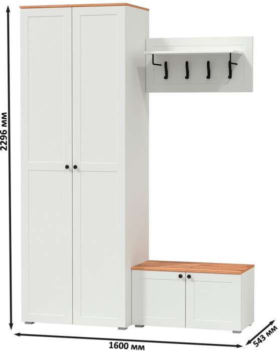 Остин Прихожая 19, белый шагрень/дуб крафт золотой