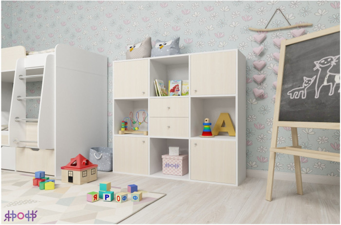 Стеллаж Джери (Дуб молочный/Лайм)