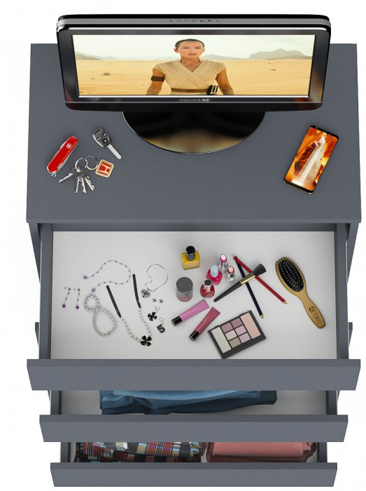 Мори Комод МК700.5, цвет графит, ШхГхВ 70,4х41х114 см.