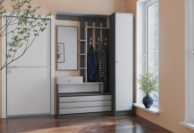 Модульная Прихожая Ямайка, композиция 3, Графит серый/Камень серый