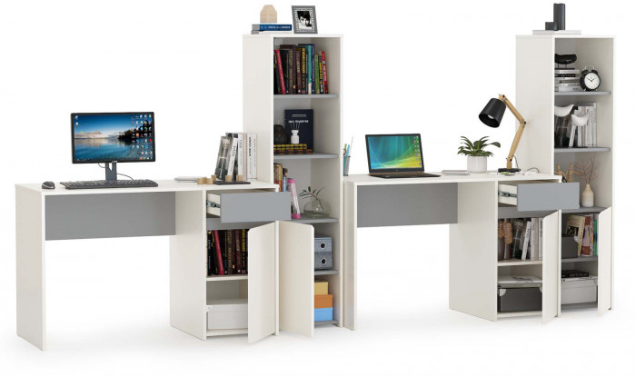 Торонто Компоновка № 07, цвет белый шагрень/стальной серый, ШхГхВ 320х53,1х149,7 см., универсальная сборка