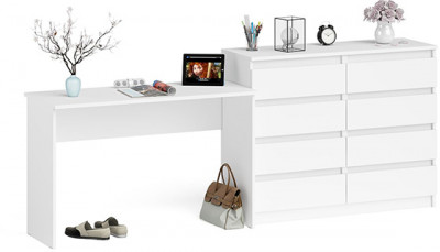 Мори письменный стол МСП1200.1 + Комод МК1200.8, белый