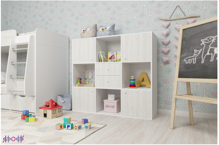 Стеллаж Джери (Белое дерево/Лайм)