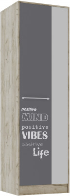 Шкаф однодверный Колибри-Лофт, Дуб крафт серый/Графит серый