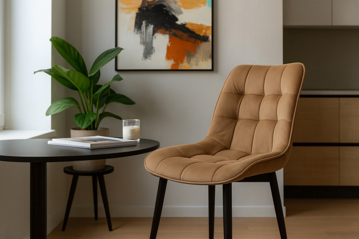 Стул "Бостон" черный матовый Velutto 03 капучино