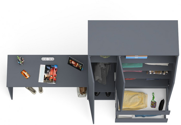 Мори письменный стол МСП1200.1 + Шкаф МШ1200.1, графит