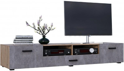 Нэнси New ЛДСП Тумба ТВ (2дв.+1ящ.) (Дуб Сонома, Бетон светлый)