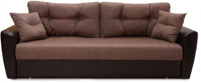 Диван-кровать Амстердам, 160х195, раскладной, еврокнижка, независимый пружинный блок, рогожка/экокожа, коричневый