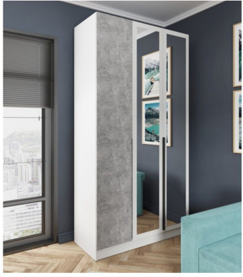 Шкаф Мадрид 1200 с зеркалом белый/ателье светлое