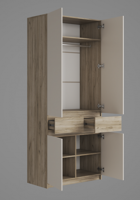 Шкаф Бостон ЛДСП ШК-001, крафт серый/кашемир