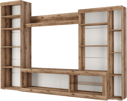 Гостиная Бастон (Дуб Вотан / Белый глянец)