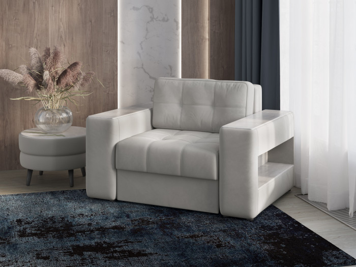 Кресло-кровать "Доро", Светло-серый/МДФ холст белый