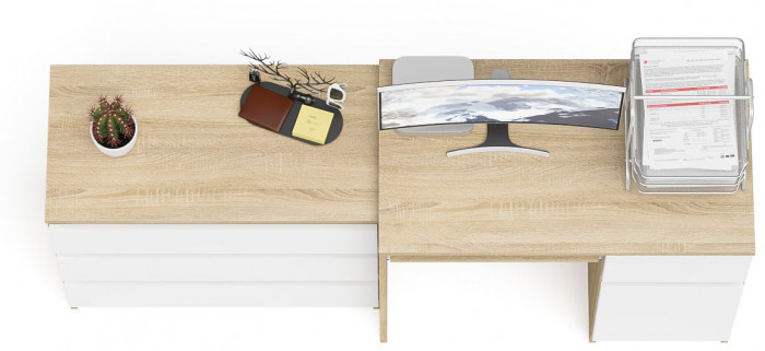 Мори Стол компьютерный МС-1 правый + Комод МК800.1, цвет дуб сонома/белый, ШхГхВ 170,4х50х76,6 см., выдвижной ящик справа, НЕ универсальная сборка
