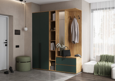 Норд Прихожая, композиция №3, Дуб крафт/Изумрудный