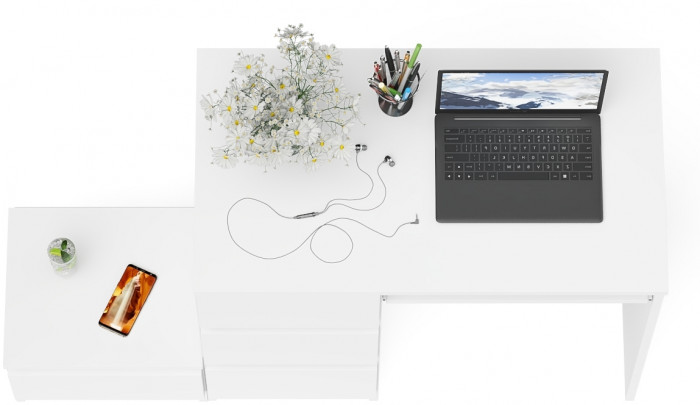 Мори Стол компьютерный МС-6 левый + Тумба ТМП400.1, цвет белый, ШхГхВ 130,4х50х76,6 см., выдвижные ящики слева, НЕ универсальная сборка