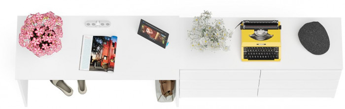 Мори Стол письменный МСП1200.1 + Комод МК1200.6, цвет белый, ШхГхВ 240,8х50х76,6 см., универсальная сборка