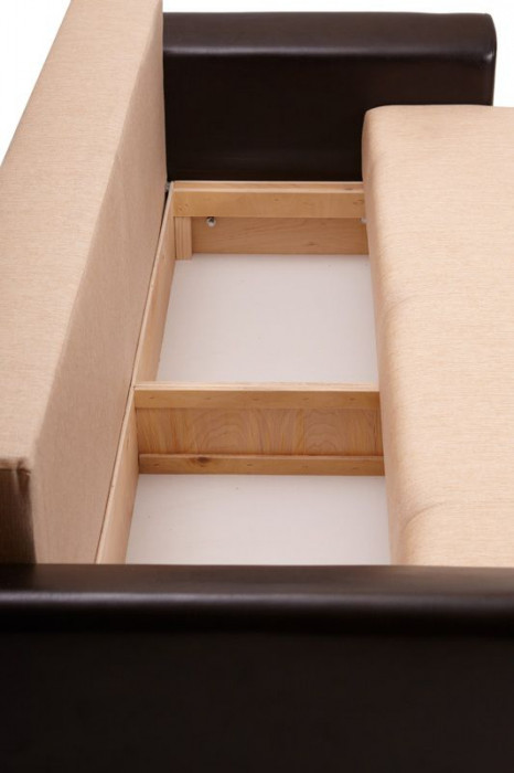 Диван-кровать Амстердам, 150х195, раскладной, еврокнижка, независимый пружинный блок, рогожка/экокожа, коричнево-бежевый