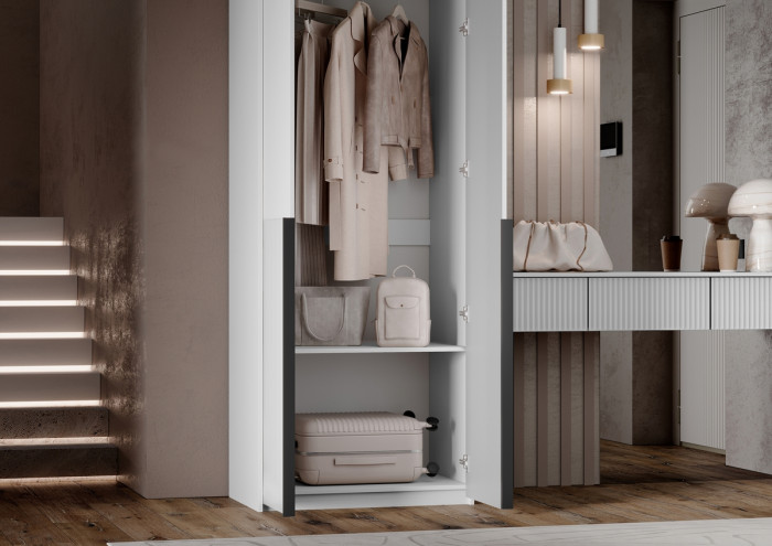 Тумба косметическая со шкафом 2х-ств Марвэл, Белый/Браш вайт