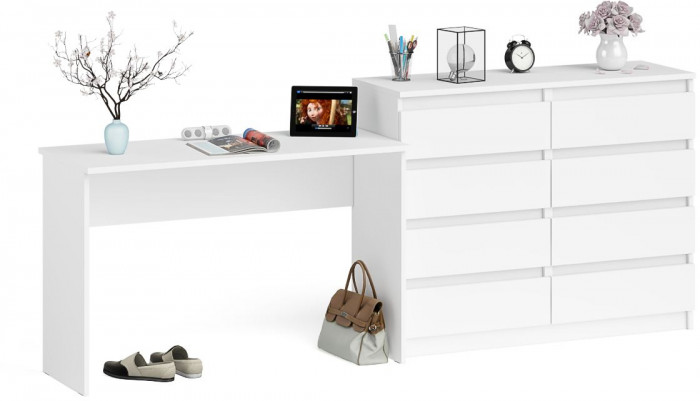 Мори письменный стол МСП1200.1 + Комод МК1200.8, белый