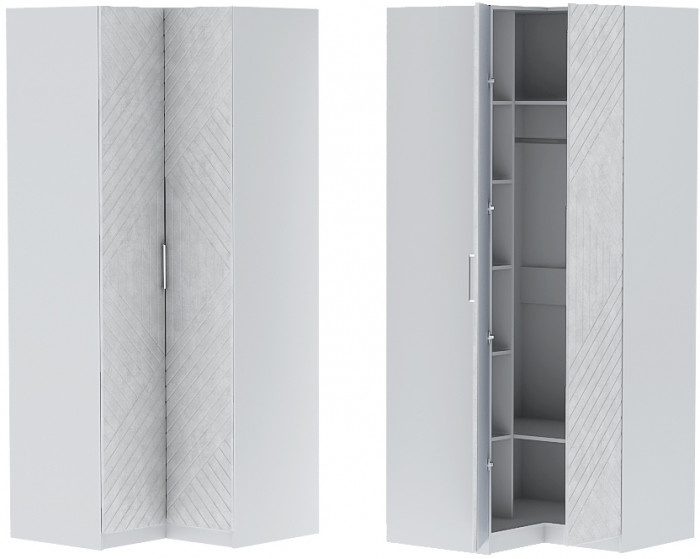 Шкаф угловой "Иннэс-7" - Белый/Бетон снежный