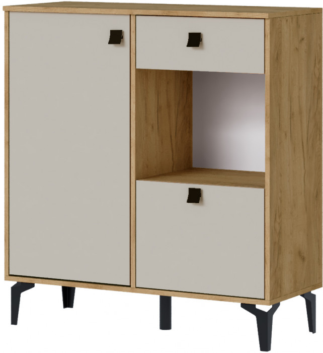 Комод Милан, Дуб крафт золотой/Кашемир