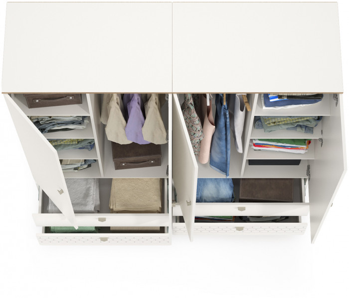 Эйп 13.334 Шкаф для одежды + 13.334 Шкаф для одежды, цвет белый/дуб белый, ШхГхВ 170х51,1х183,8 см., универсальная сборка