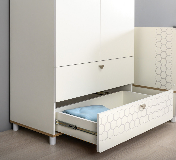 Эйп 13.334 Шкаф для одежды + 13.334 Шкаф для одежды, цвет белый/дуб белый, ШхГхВ 170х51,1х183,8 см., универсальная сборка