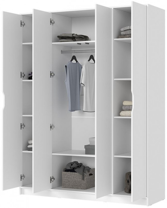 РУНА ШК 04 Шкаф 4-х створчатый Фасад БЕЛЫЙ/Корпус БЕЛЫЙ